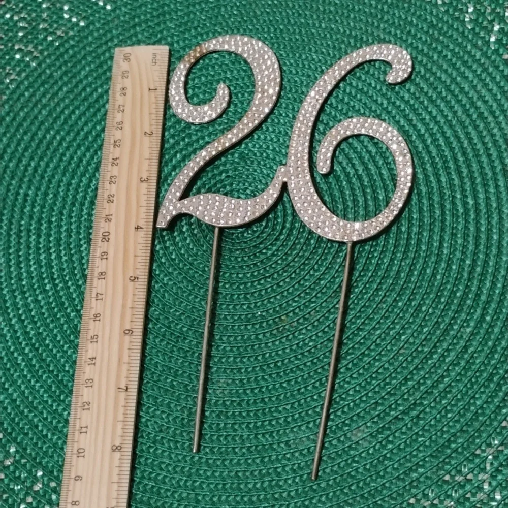 Elegant Silver Number 26 Cake Topper